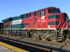 Ferromex locomotive working a train in the United States