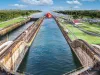 Panama Canal with blue sky