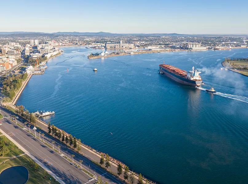 Ship entering Newcastle Harbour - NSW Australia